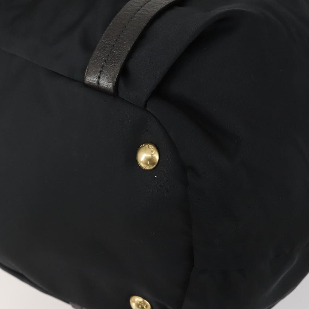 PRADA Hand Bag Nylon Leather 2way Black Gold Auth 156149 - Picture 10 of 16